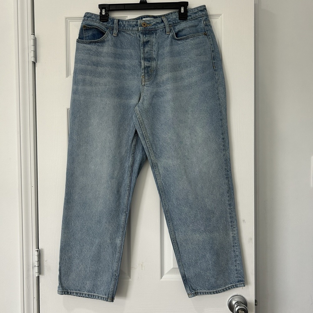 RYEGRASS Women's Size 12 High Rise Straight Leg Button‎ Fly Jeans Light Wash EUC